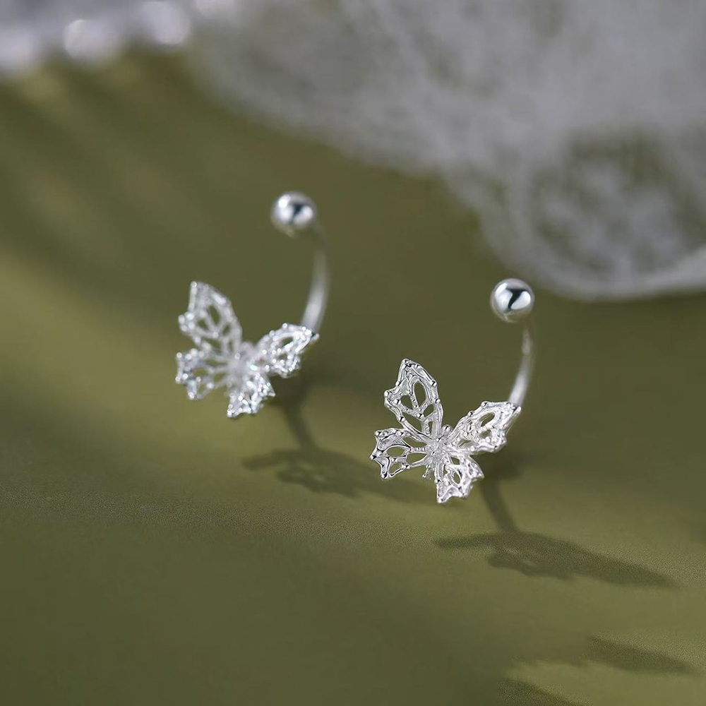 Beading Needle Fine - Anting-anting tusuk ulir bentuk kupu-kupu berongga