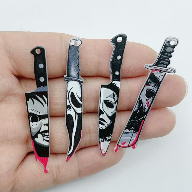 Jewelry Making Ideas - 10 buah perhiasan akrilik, liontin Halloween,