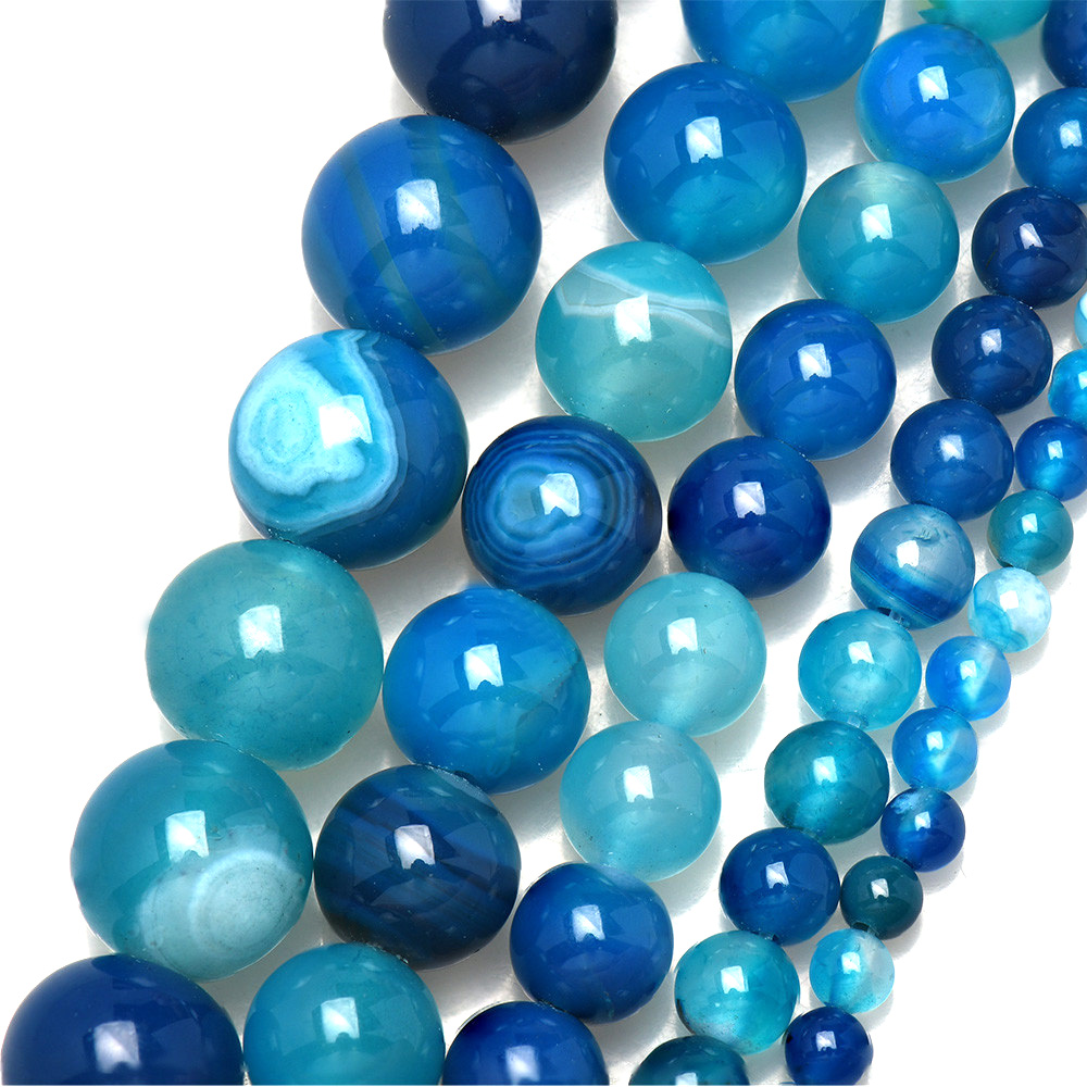 Jewelry Making With Stones - Batu Alam Berpita Biru Renda Agates