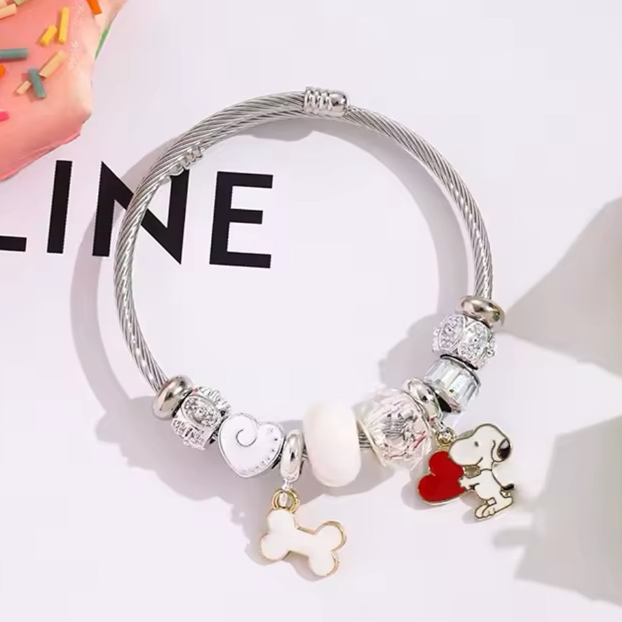 Jewelry Making Parts - Gelang Manik-manik Hati Tulang Snoopy Kartun