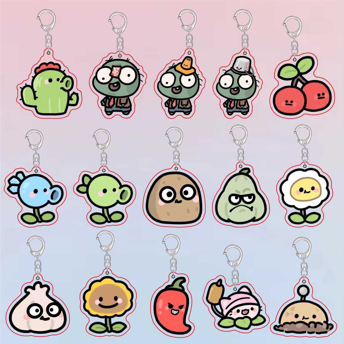 Jewelry Making Ideas - Gantungan Kunci Akrilik Plants Vs Zombies