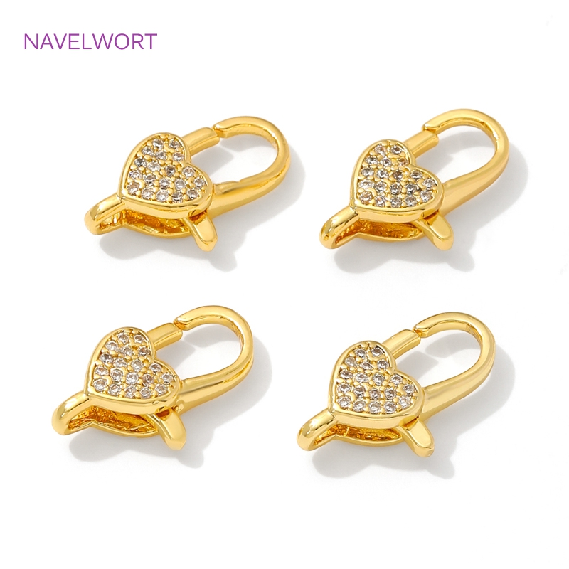 Jewelry Making Ideas - Gesper Lobster Hati Zirkon Bertatahkan Emas