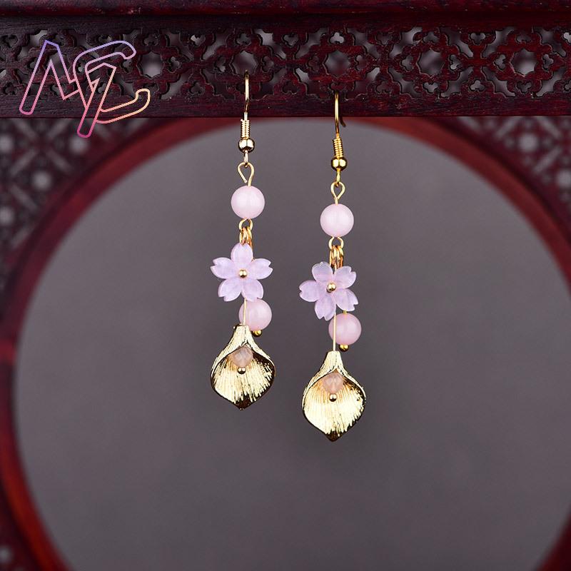 Anting Bunga Giok Alami Merah  - Jewelry Making With Stones ulasan dan harga