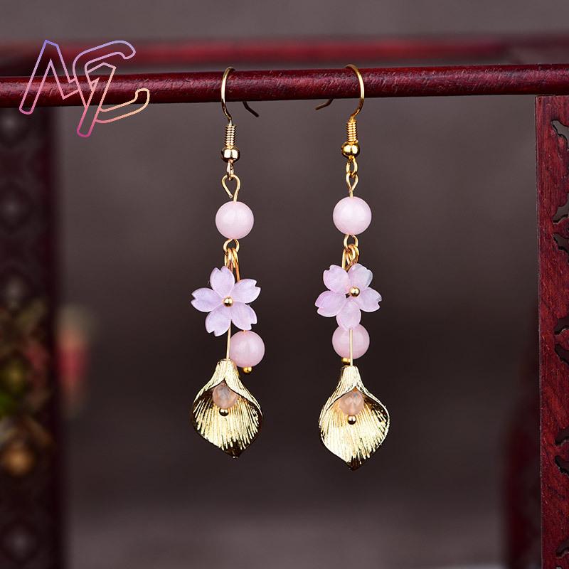 Anting Bunga Giok Alami Merah  - Jewelry Making With Stones ulasan dan harga