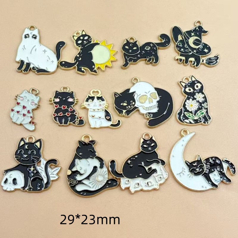 10pcs Liontin Kucing Hitam Ena - Jewelry Making Parts ulasan dan harga
